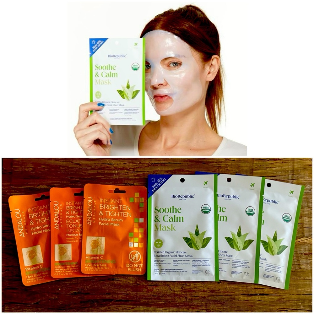 ❌SOLD 6Mask Sheets 3 by Bio Republic Sooth & Calm 3 Andalou Bright & Tighten - Picture 2 of 7